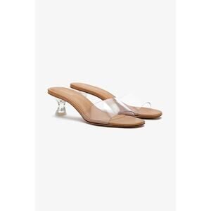 Larroude Tan and Clear Heels